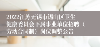 2022江苏无锡市锡山区卫生健康委员会下属事业单位招聘（劳动合同制）岗位调整公告