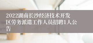 2022湖南长沙经济技术开发区劳务派遣工作人员招聘1人公告