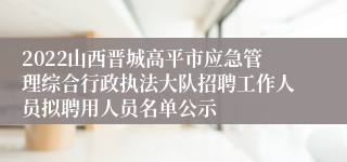 2022山西晋城高平市应急管理综合行政执法大队招聘工作人员拟聘用人员名单公示