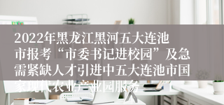 2022年黑龙江黑河五大连池市报考“市委书记进校园”及急需紧缺人才引进中五大连池市国家现代农业产业园服务