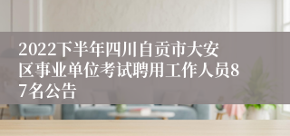 2022下半年四川自贡市大安区事业单位考试聘用工作人员87名公告