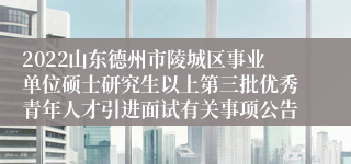 2022山东德州市陵城区事业单位硕士研究生以上第三批优秀青年人才引进面试有关事项公告