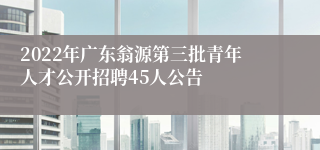 2022年广东翁源第三批青年人才公开招聘45人公告