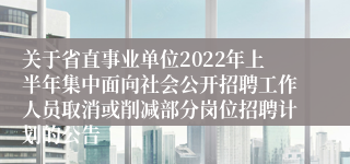 关于省直事业单位2022年上半年集中面向社会公开招聘工作人员取消或削减部分岗位招聘计划的公告