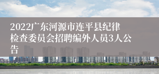 2022广东河源市连平县纪律检查委员会招聘编外人员3人公告