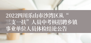 2022四川乐山市沙湾区从“三支一扶”人员中考核招聘乡镇事业单位人员体检结论公告