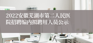 2022安徽芜湖市第二人民医院招聘编内拟聘用人员公示