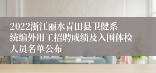 2022浙江丽水青田县卫健系统编外用工招聘成绩及入围体检人员名单公布