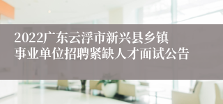 2022广东云浮市新兴县乡镇事业单位招聘紧缺人才面试公告