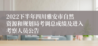 2022下半年四川雅安市自然资源和规划局考调总成绩及进入考察人员公告