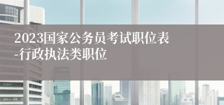 2023国家公务员考试职位表-行政执法类职位