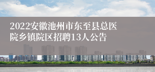 2022安徽池州市东至县总医院乡镇院区招聘13人公告