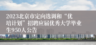 2023北京市定向选调和“优培计划”招聘应届优秀大学毕业生950人公告