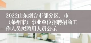 2022山东烟台市部分区、市（莱州市）事业单位招聘招商工作人员拟聘用人员公示