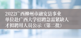 2022广西柳州市融安县事业单位赴广西大学招聘急需紧缺人才拟聘用人员公示（第二批）