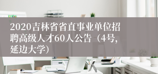 2020吉林省省直事业单位招聘高级人才60人公告（4号，延边大学）