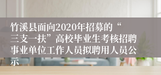 竹溪县面向2020年招募的“三支一扶”高校毕业生考核招聘事业单位工作人员拟聘用人员公示