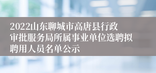 2022山东聊城市高唐县行政审批服务局所属事业单位选聘拟聘用人员名单公示