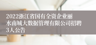 2022浙江省国有全资企业丽水南城大数据管理有限公司招聘3人公告