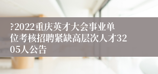 ?2022重庆英才大会事业单位考核招聘紧缺高层次人才3205人公告