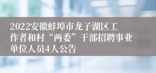 2022安徽蚌埠市龙子湖区工作者和村“两委”干部招聘事业单位人员4人公告