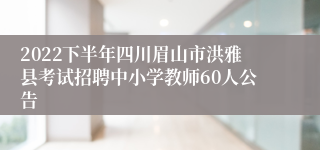 2022下半年四川眉山市洪雅县考试招聘中小学教师60人公告