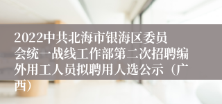 2022中共北海市银海区委员会统一战线工作部第二次招聘编外用工人员拟聘用人选公示（广西）