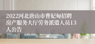 2022河北唐山市曹妃甸招聘房产服务大厅劳务派遣人员13人公告