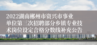 2022湖南郴州市资兴市事业单位第三次招聘部分乡镇专业技术岗位设定合格分数线补充公告