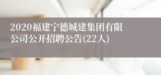 2020福建宁德城建集团有限公司公开招聘公告(22人)