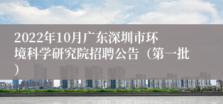 2022年10月广东深圳市环境科学研究院招聘公告（第一批）