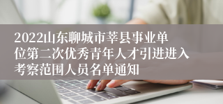 2022山东聊城市莘县事业单位第二次优秀青年人才引进进入考察范围人员名单通知