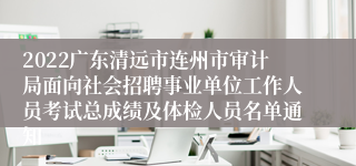 2022广东清远市连州市审计局面向社会招聘事业单位工作人员考试总成绩及体检人员名单通知