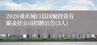 2020重庆城口县国聚投资有限责任公司招聘公告(3人)