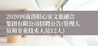 2020河南洛阳心安文旅融合集团有限公司招聘公告(管理人员和专业技术人员12人)