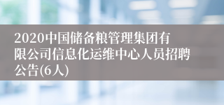 2020中国储备粮管理集团有限公司信息化运维中心人员招聘公告(6人)