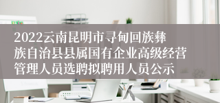 2022云南昆明市寻甸回族彝族自治县县属国有企业高级经营管理人员选聘拟聘用人员公示