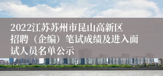 2022江苏苏州市昆山高新区招聘（企编）笔试成绩及进入面试人员名单公示