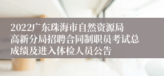 2022广东珠海市自然资源局高新分局招聘合同制职员考试总成绩及进入体检人员公告