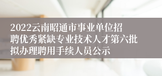 2022云南昭通市事业单位招聘优秀紧缺专业技术人才第六批拟办理聘用手续人员公示