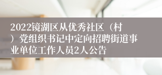 2022镜湖区从优秀社区（村）党组织书记中定向招聘街道事业单位工作人员2人公告