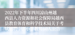 2022年下半年四川凉山州越西县人力资源和社会保障局越西县教育体育和科学技术局关于考试招聘中、小学教师60人公告