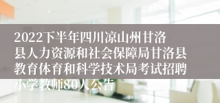 2022下半年四川凉山州甘洛县人力资源和社会保障局甘洛县教育体育和科学技术局考试招聘小学教师80人公告