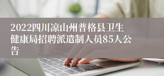 2022四川凉山州普格县卫生健康局招聘派遣制人员85人公告