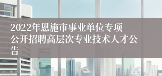 2022年恩施市事业单位专项公开招聘高层次专业技术人才公告