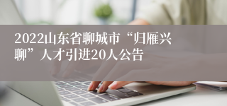 2022山东省聊城市“归雁兴聊”人才引进20人公告