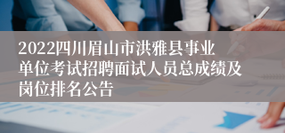 2022四川眉山市洪雅县事业单位考试招聘面试人员总成绩及岗位排名公告