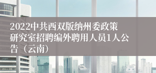 2022中共西双版纳州委政策研究室招聘编外聘用人员1人公告（云南）