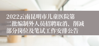 2022云南昆明市儿童医院第二批编制外人员招聘取消、削减部分岗位及笔试工作安排公告