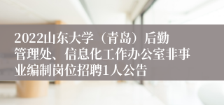 2022山东大学（青岛）后勤管理处、信息化工作办公室非事业编制岗位招聘1人公告